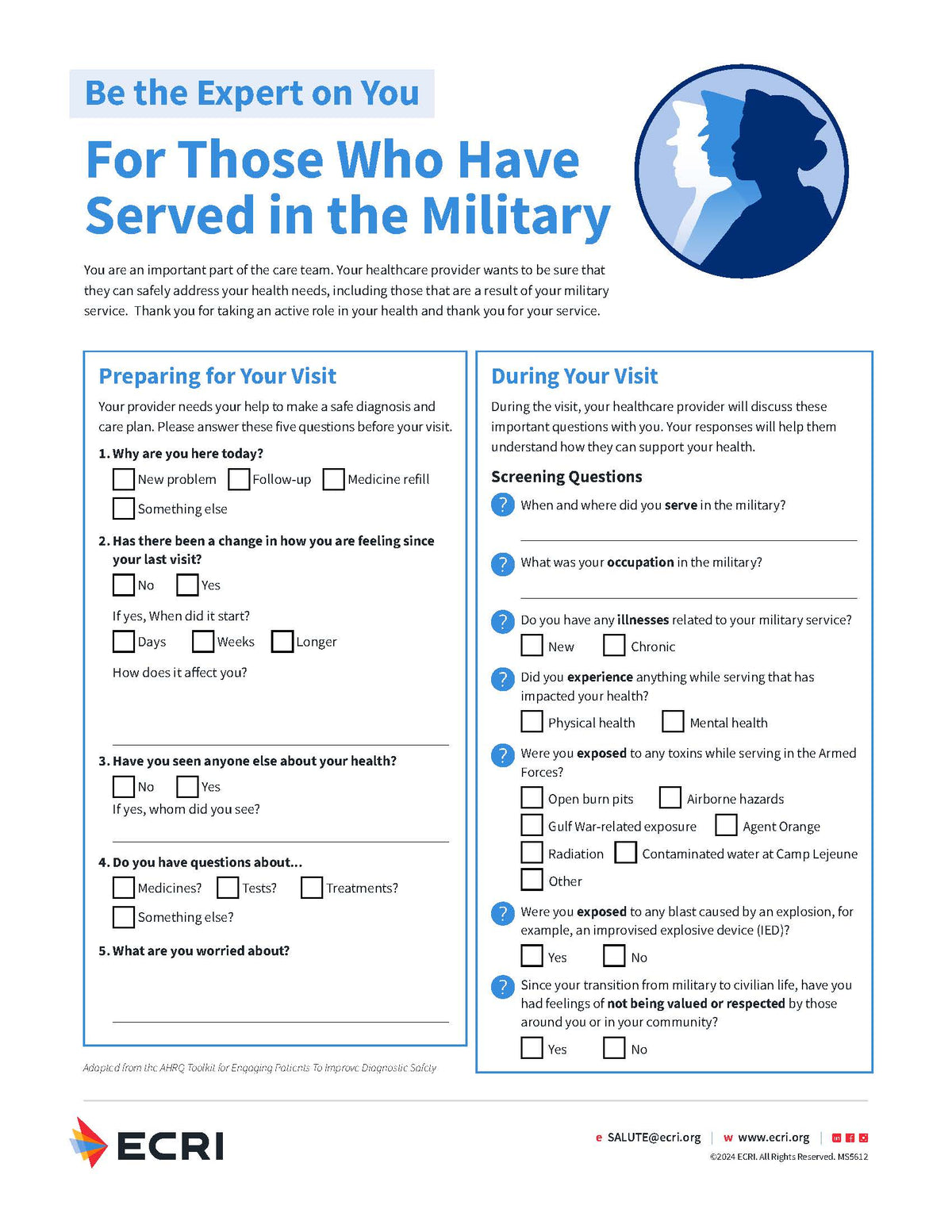ECRI SALUTE Program | Veteran Resources